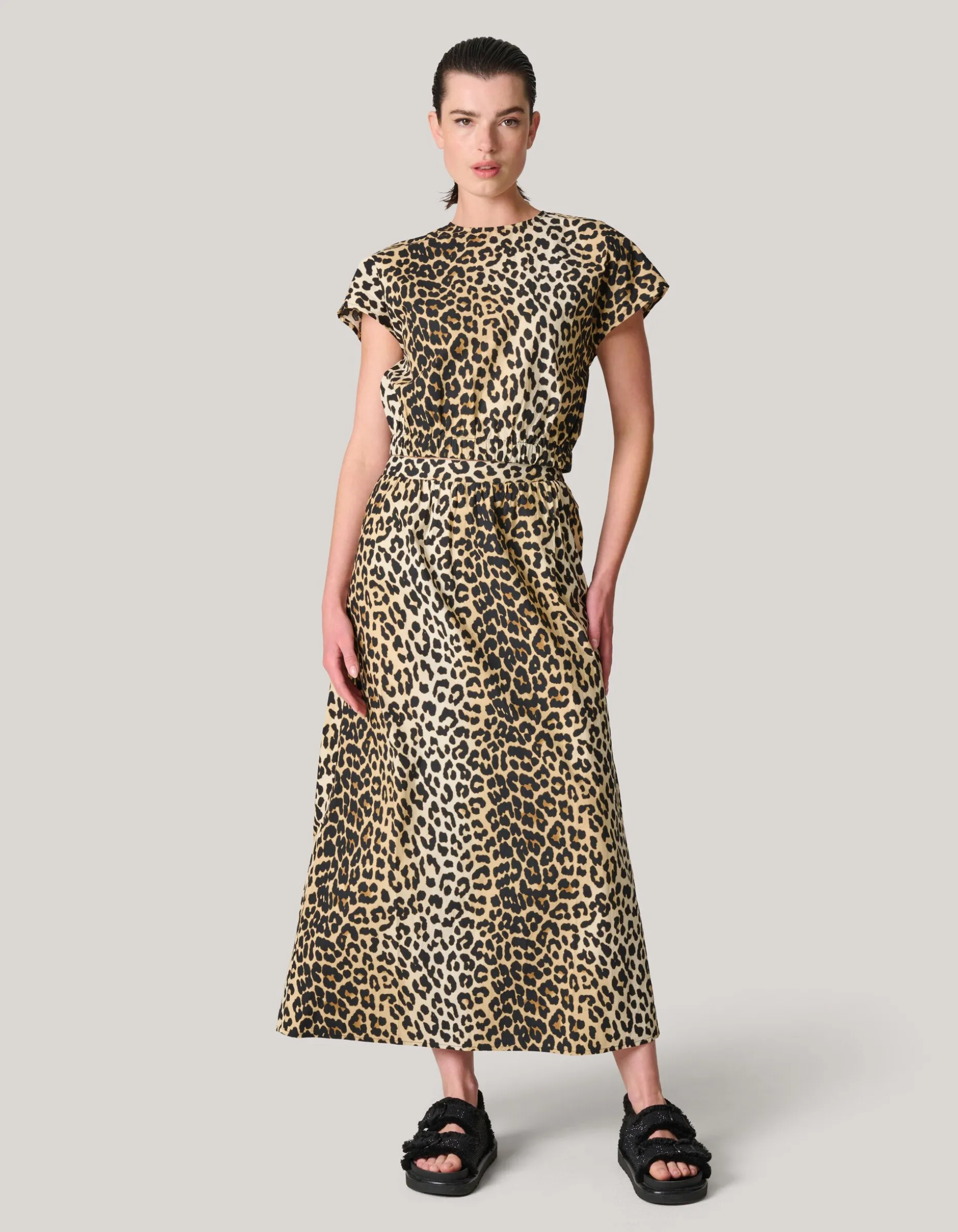 Leopard Poplin Cropped Top