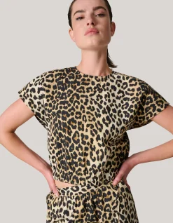 Leopard Poplin Cropped Top