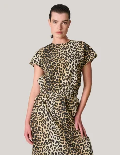 Leopard Poplin Cropped Top