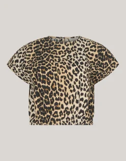 Leopard Poplin Cropped Top