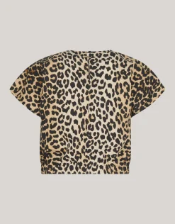 Leopard Poplin Cropped Top
