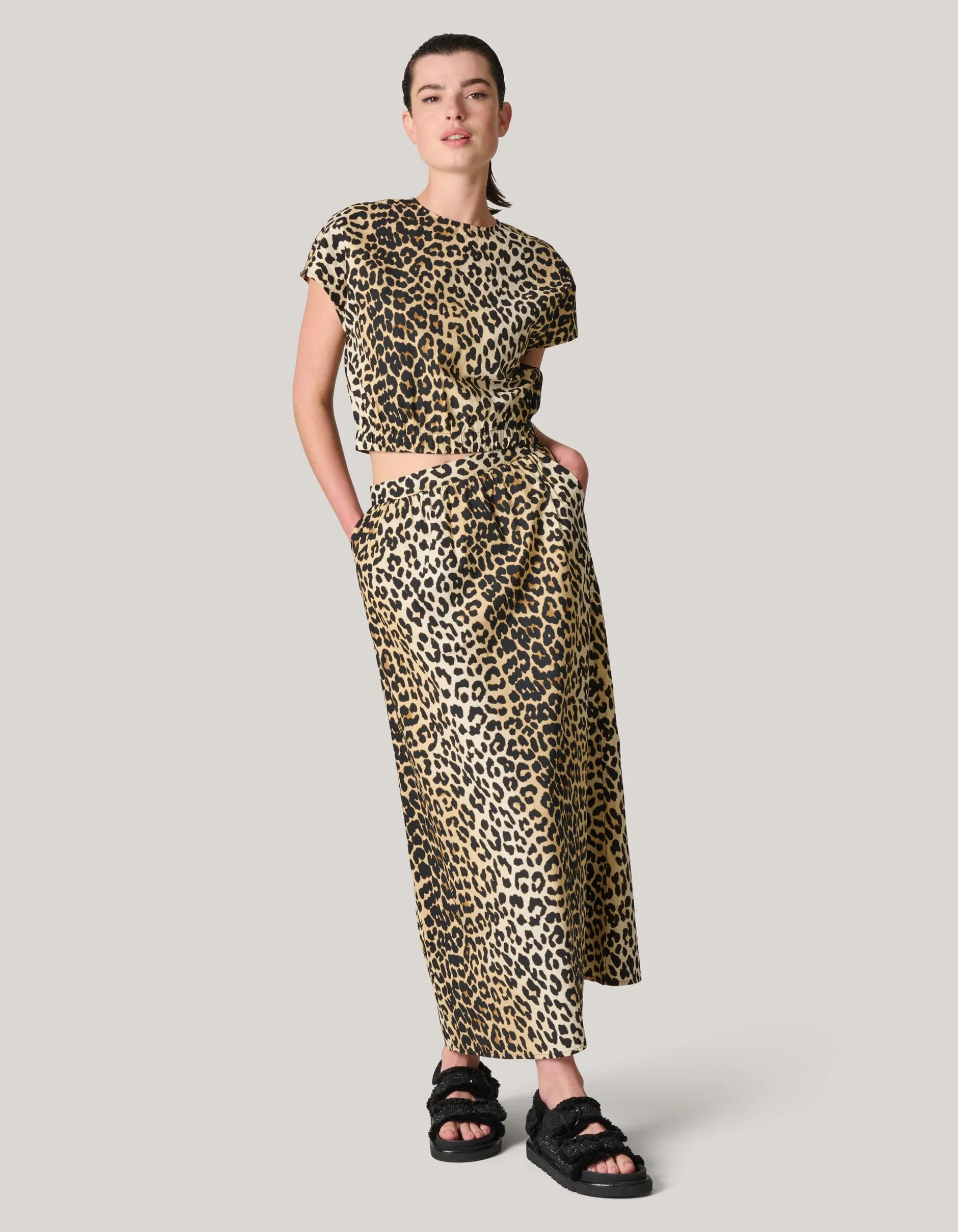 Leopard Poplin Cropped Top