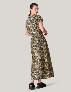 Leopard Poplin Maxi Rok