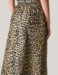 Leopard Poplin Maxi Rok