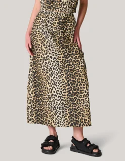 Leopard Poplin Maxi Rok