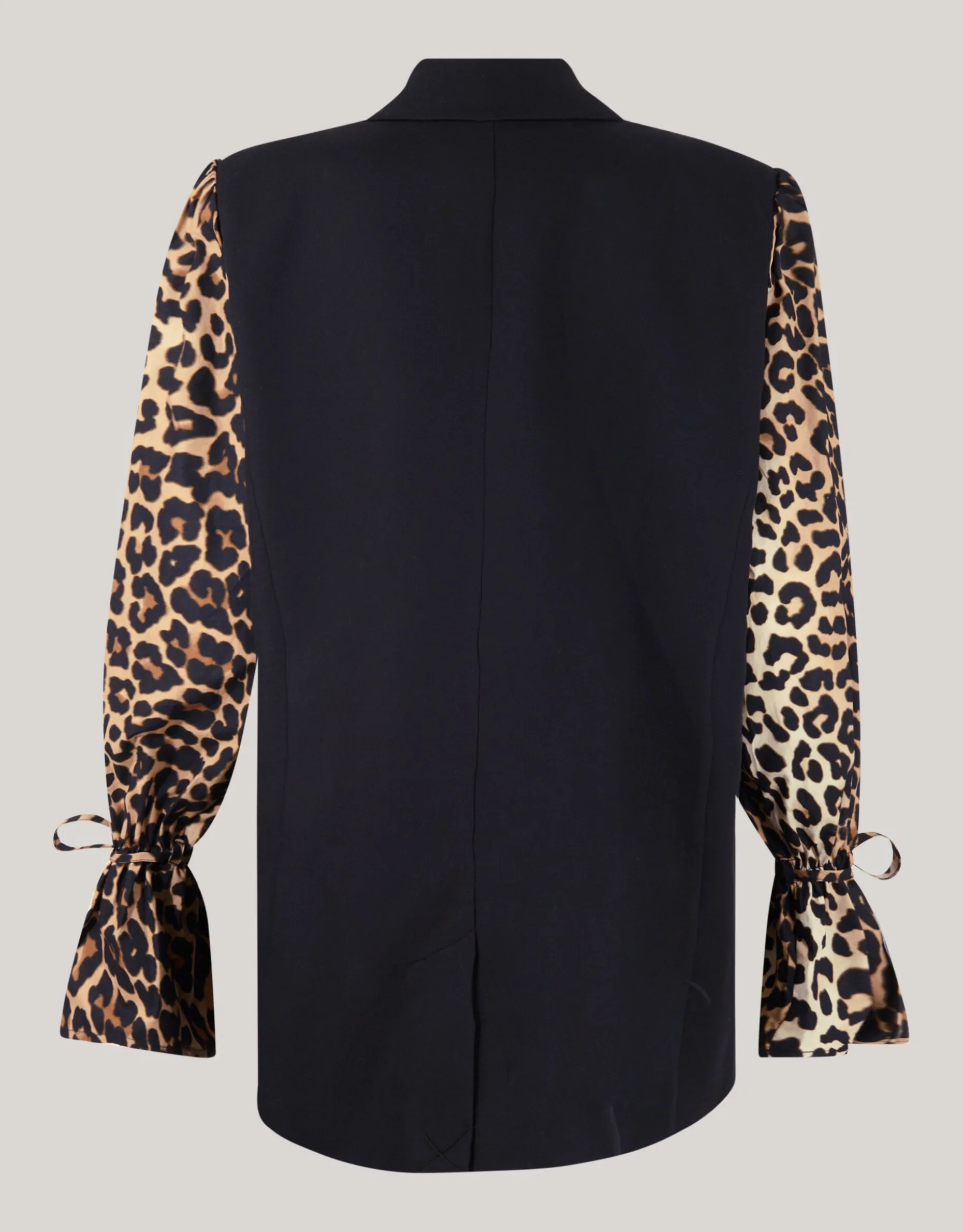 Leopard Poplin Sleeve Blazer Zwart