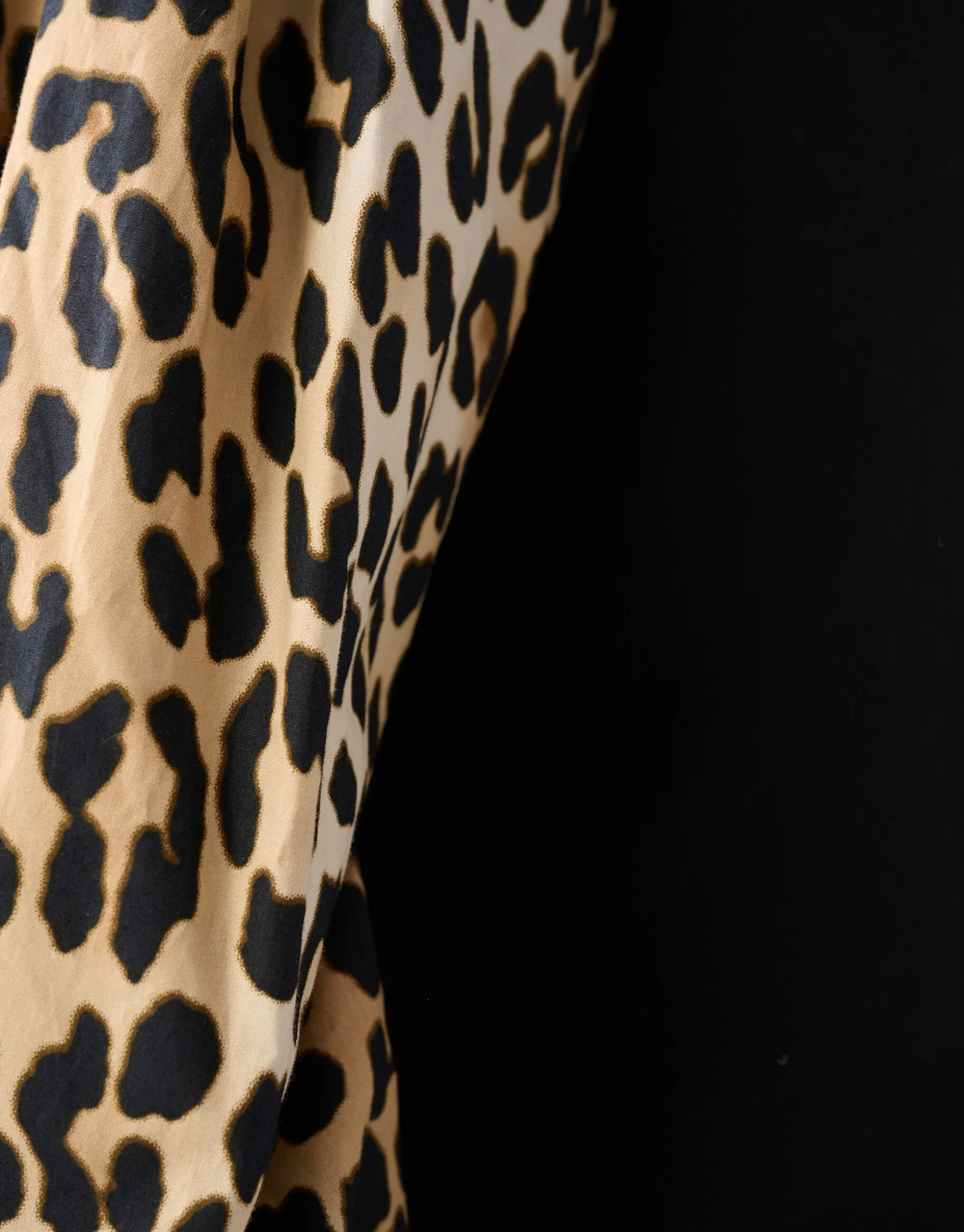 Leopard Poplin Sleeve Blazer Zwart