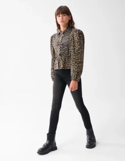 Leopard Strik Blouse Bruin