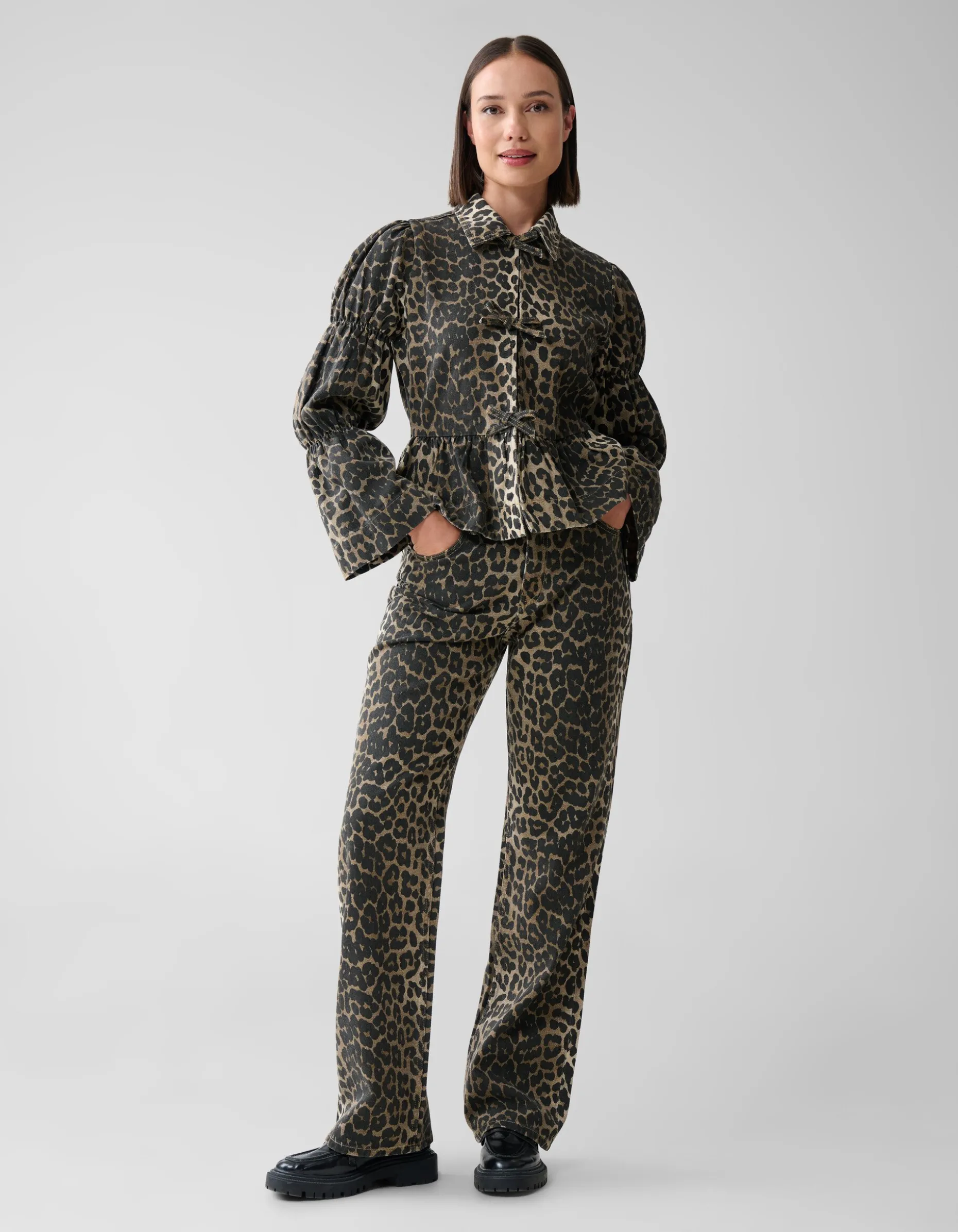 Leopard Strik Top Bruin