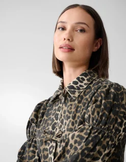Leopard Strik Top Bruin