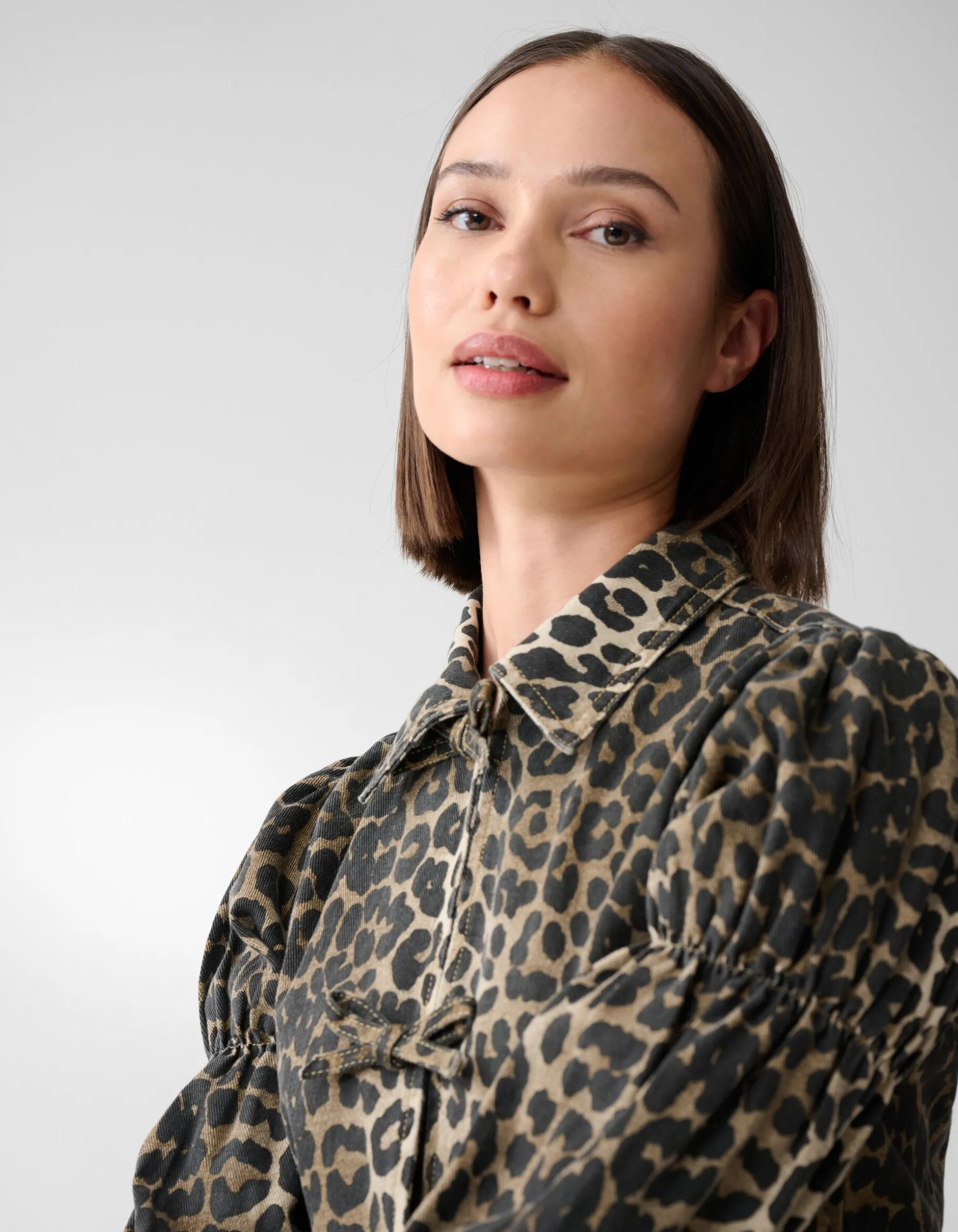 Leopard Strik Top Bruin