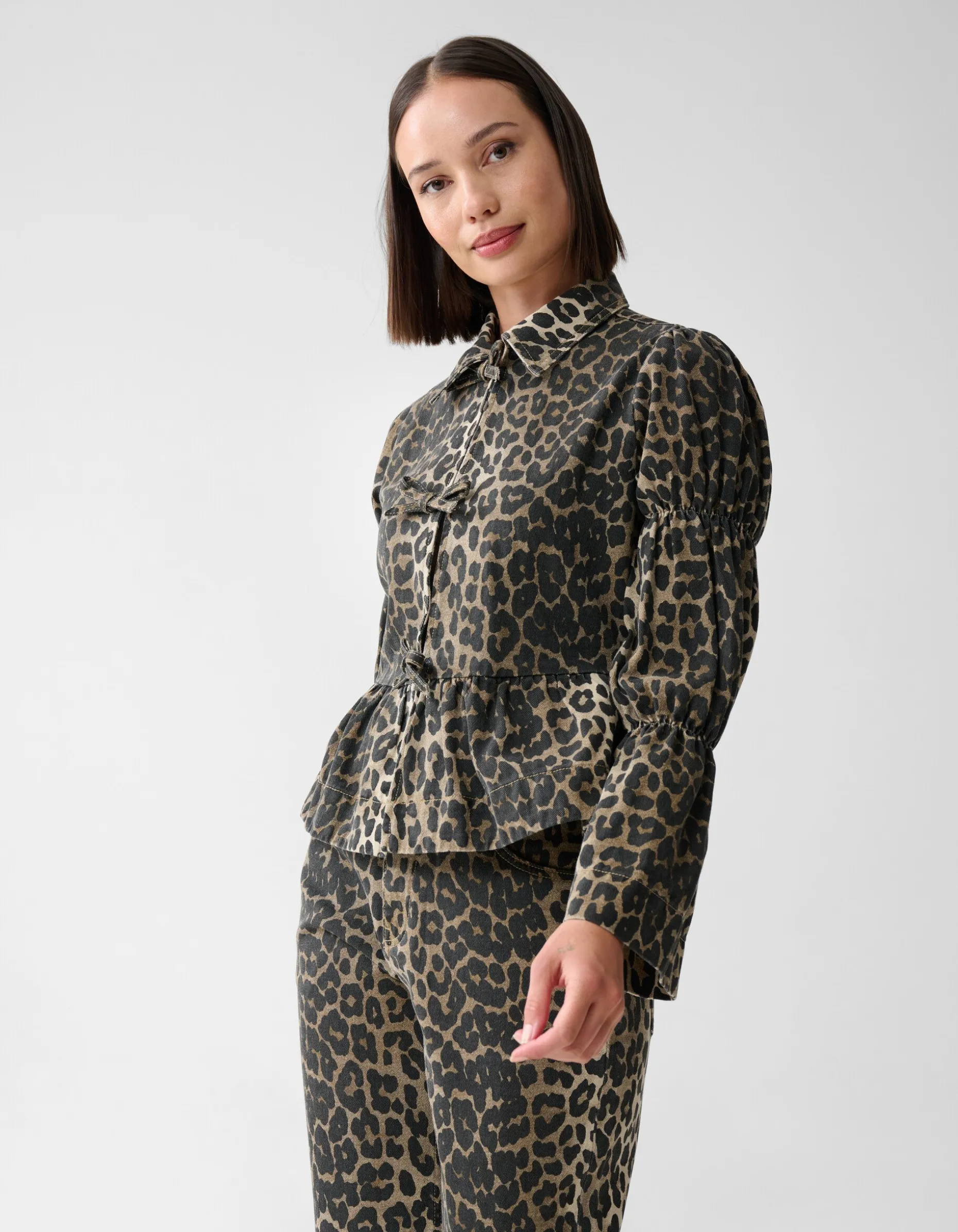 Leopard Strik Top Bruin