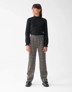 Leopard Wide Leg Broek Bruin