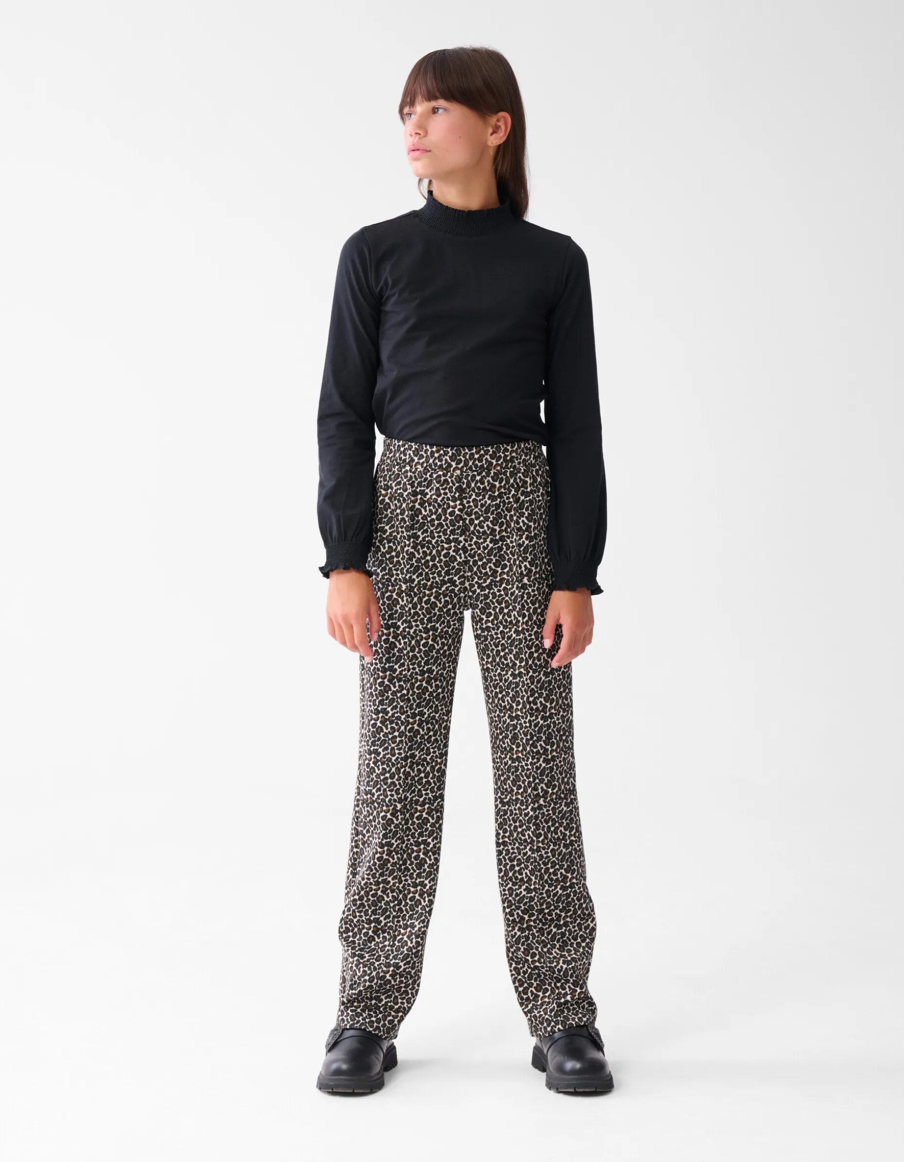 Leopard Wide Leg Broek Bruin