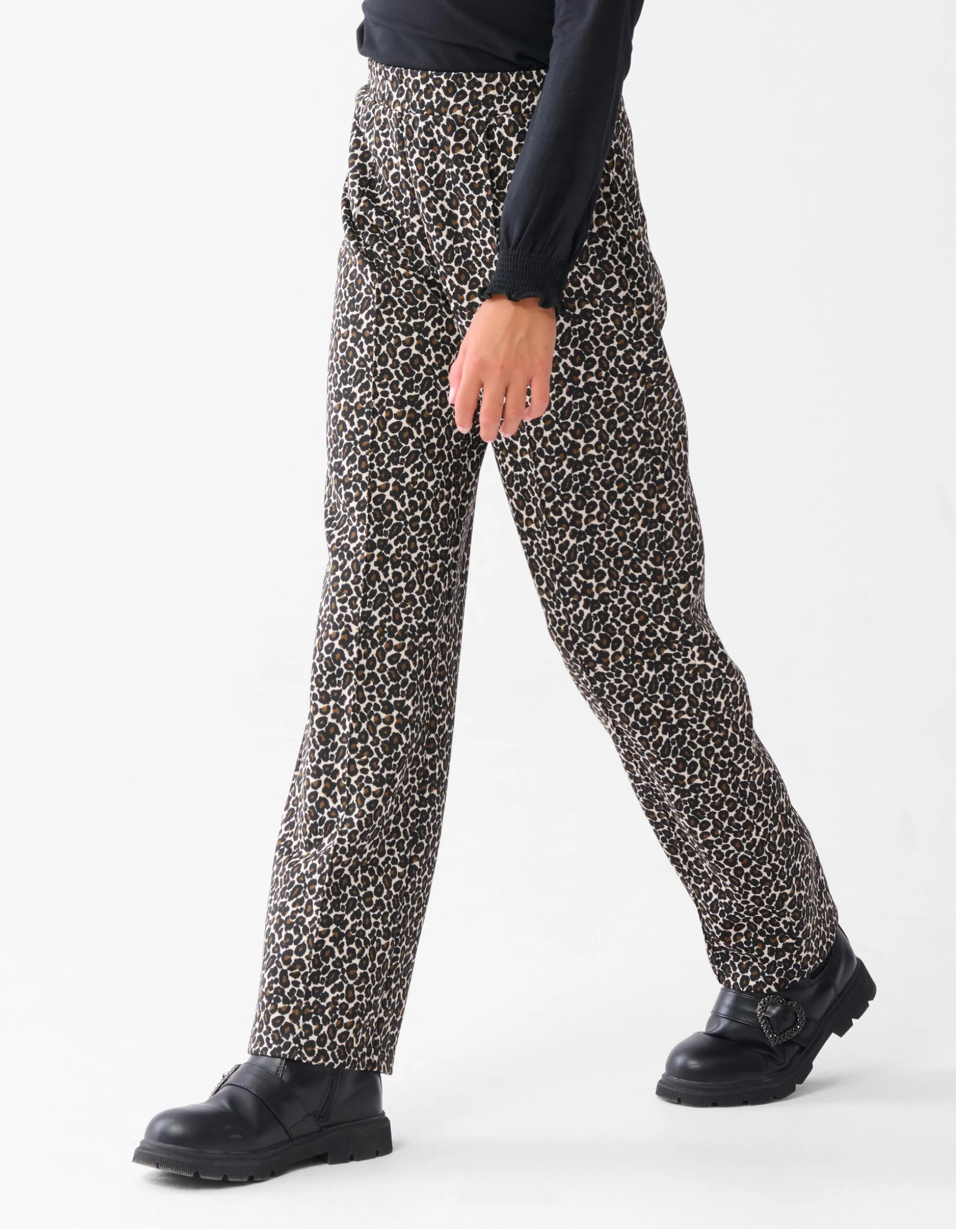 Leopard Wide Leg Broek Bruin