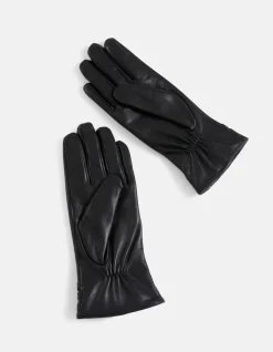 Leren Gevlochten Handschoenen Zwart