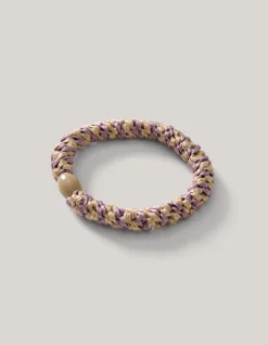 Lurex Haarelastiek Beige/Lila