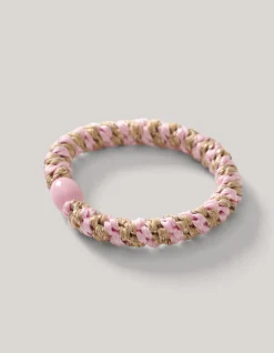 Lurex Haarelastiek Lichtroze/Beige