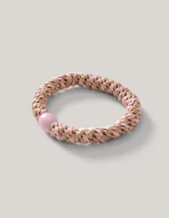 Lurex Haarelastiek Roze/Beige