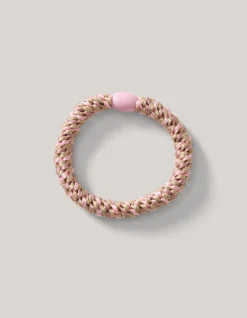 Lurex Haarelastiek Roze/Beige