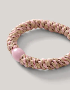 Lurex Haarelastiek Roze/Beige