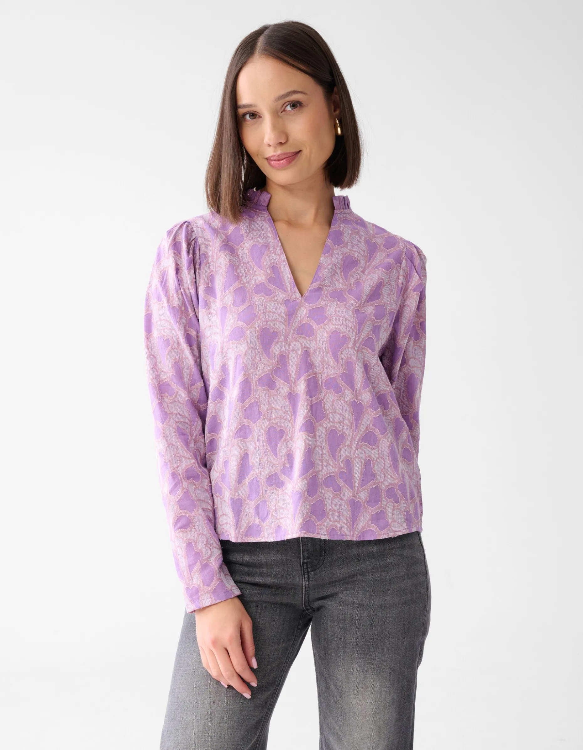 Lurex Heart Blouse Paars