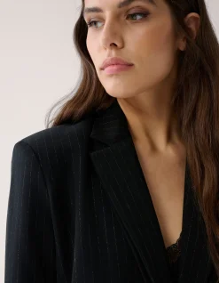 Lurex Pinstripe Blazer Zwart By Mieke