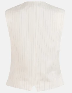 Lurex Pinstripe Gilet Gebroken Wit