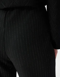 Lurex Pinstripe Wide Leg Broek Zwart