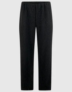 Lurex Pinstripe Wide Leg Broek Zwart