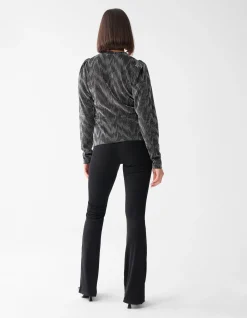 Lurex V-hals Top Zwart
