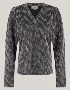 Lurex V-hals Top Zwart