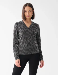 Lurex V-hals Top Zwart