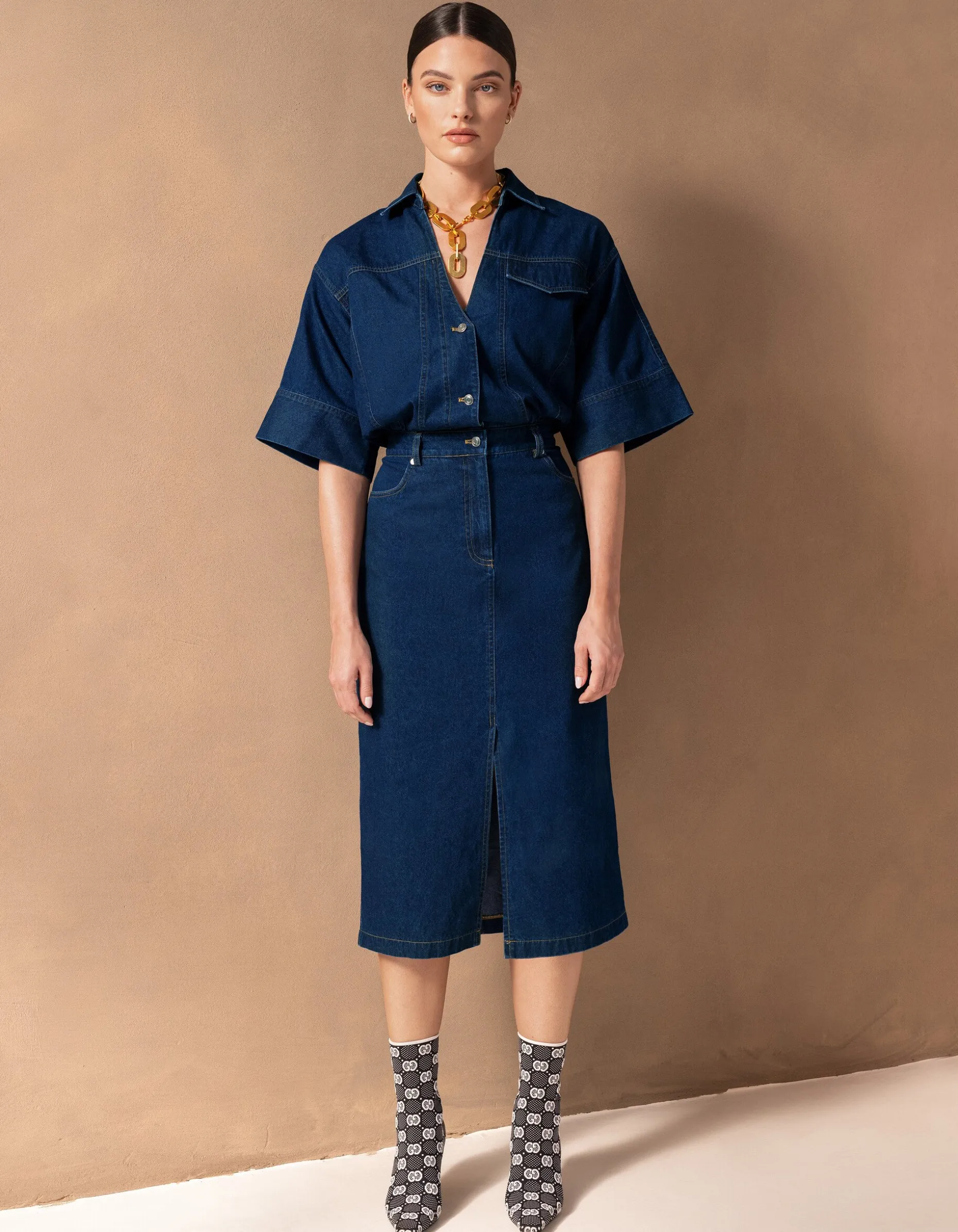 Maxi Denim Jurk Donkerblauw By Mieke