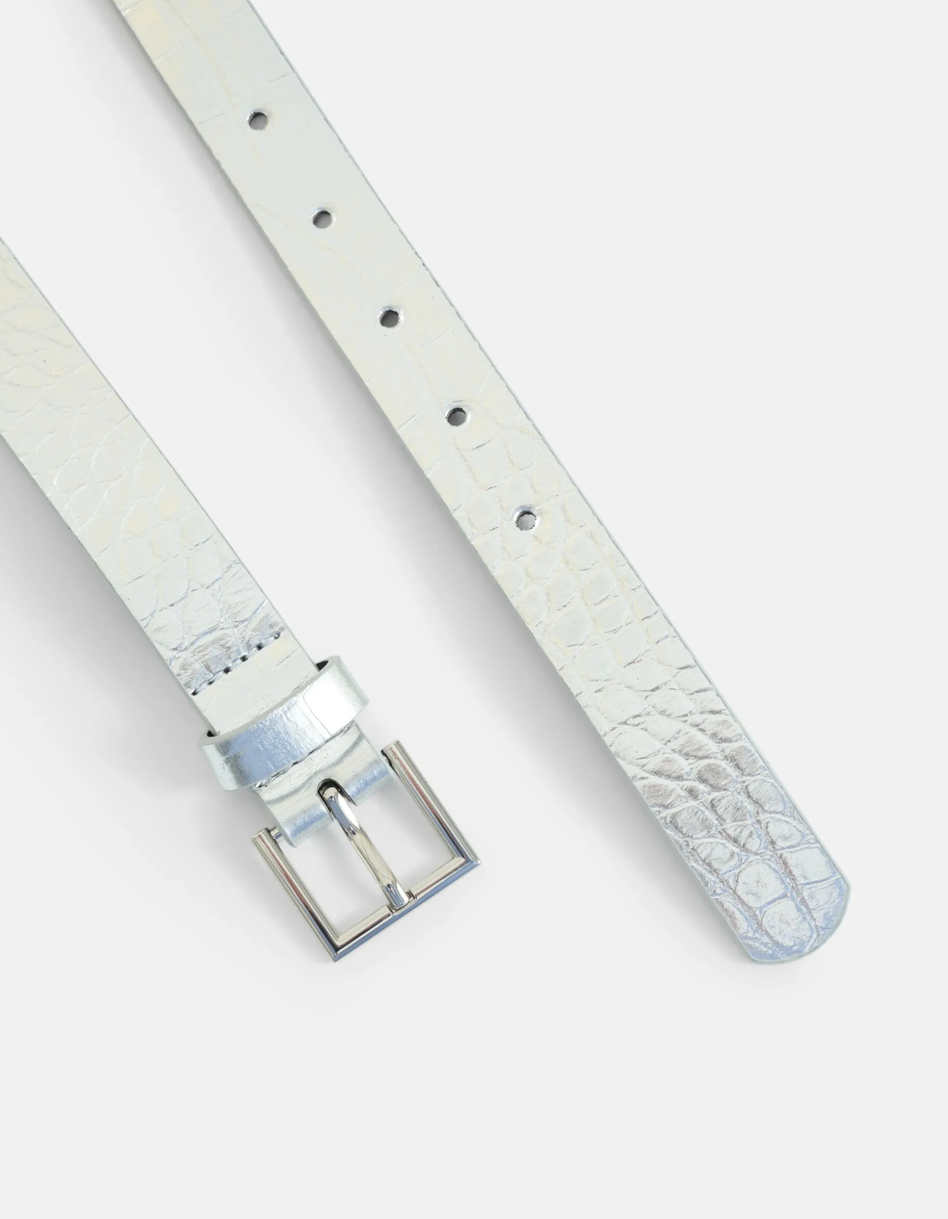 Metallic Croco Riem Zilver