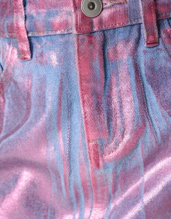 Metallic Denim Rok Roze