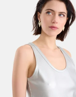 Metallic Rib Top Zilver