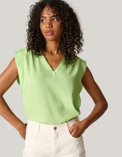 Metallic V-hals Top Groen