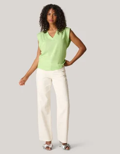 Metallic V-hals Top Groen