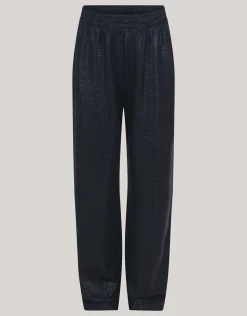 Metallic Wide Leg Broek Zwart