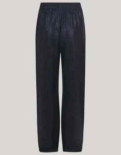 Metallic Wide Leg Broek Zwart