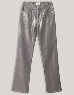 Metallic Wide Leg Jeans Donkergrijs