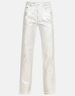 Metallic Wide Leg Jeans Zilver