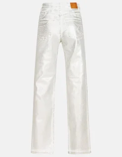 Metallic Wide Leg Jeans Zilver