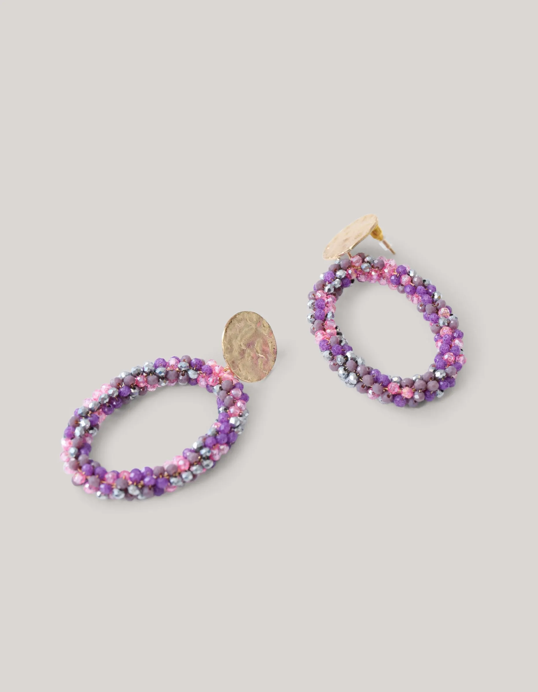 Multi Beaded Oorbellen Paars