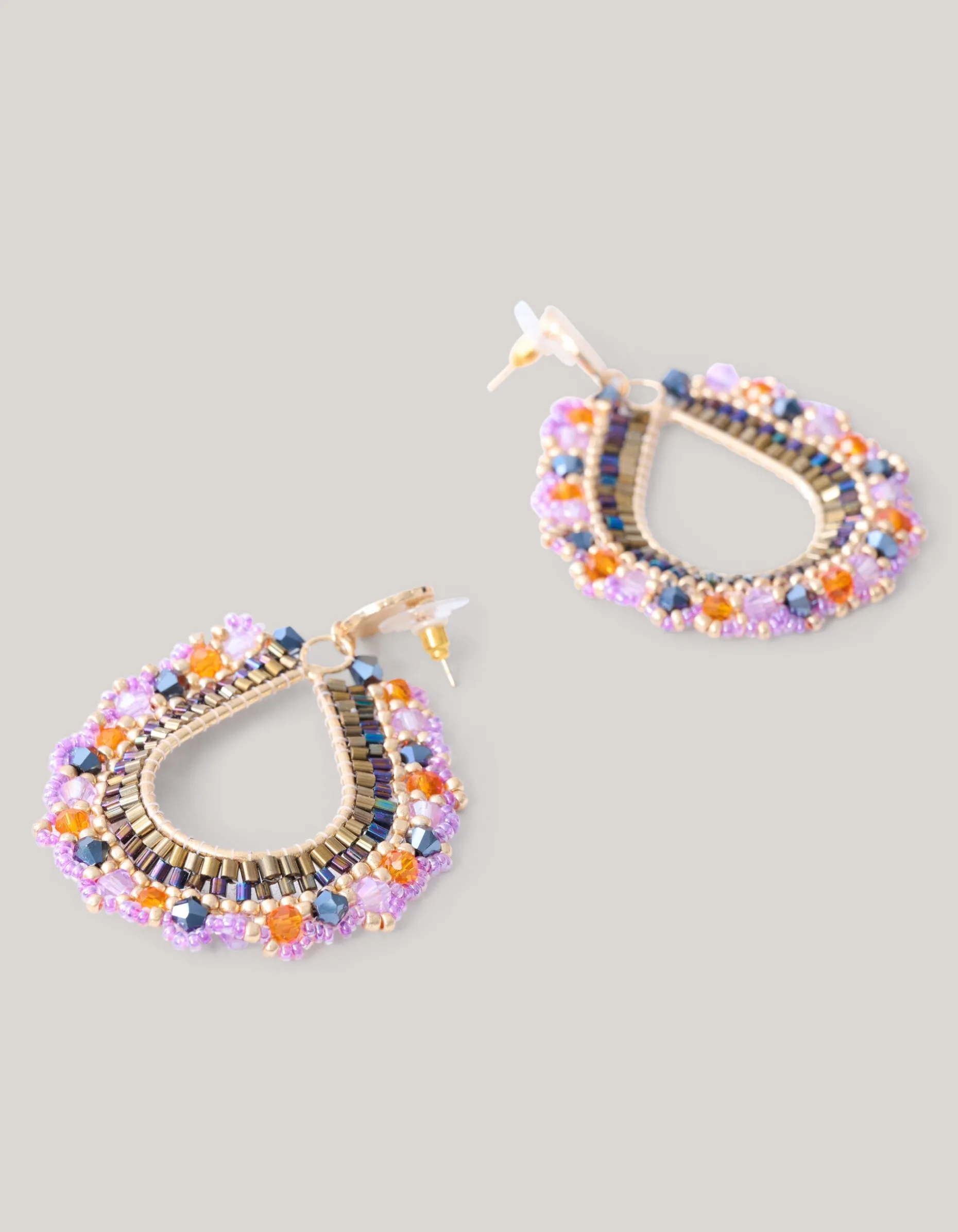 Multi Beaded Oorbellen Paars