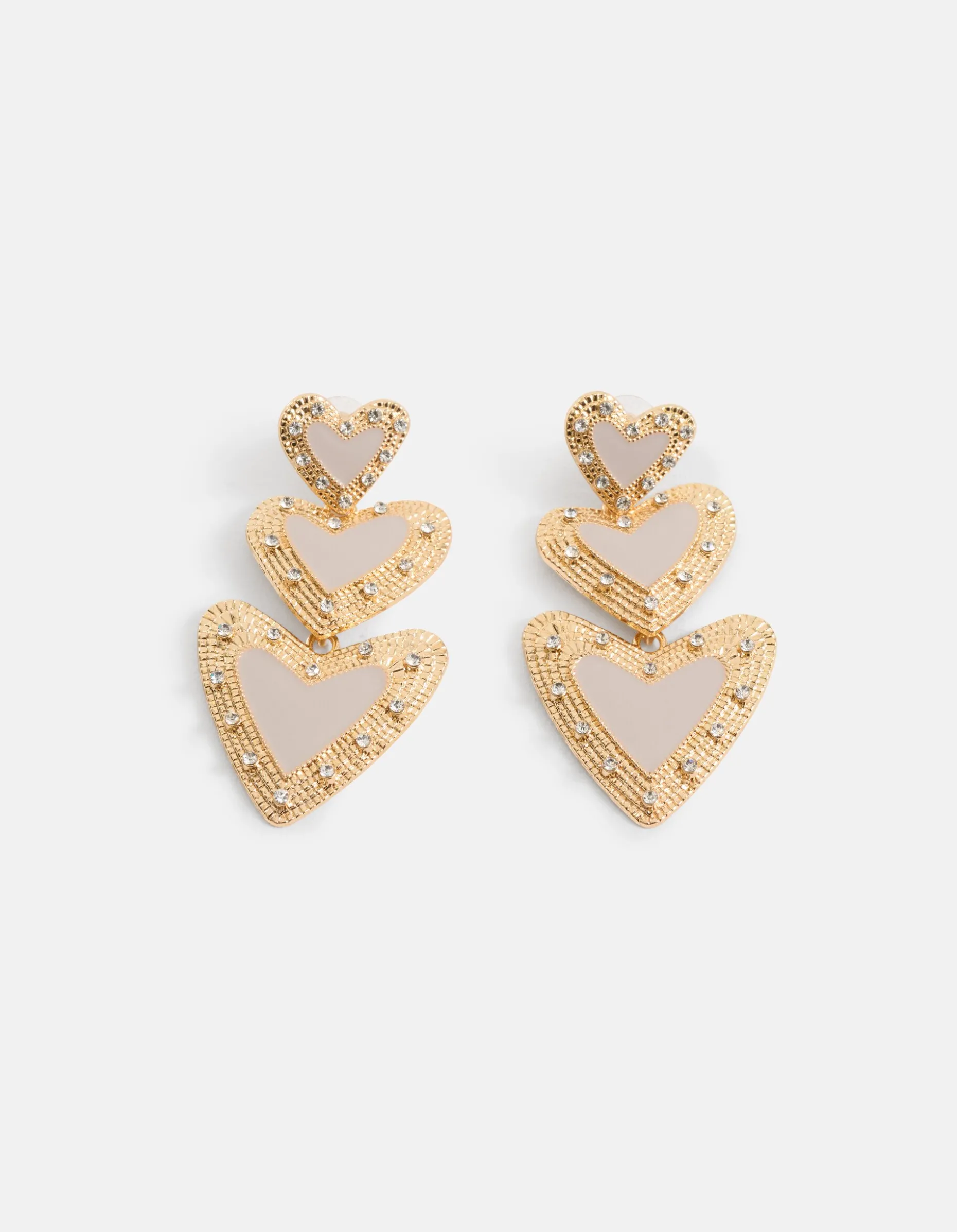 Multi Heart oorbellen Beige