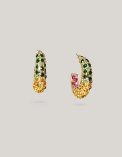 Multi Strass Oval Hoop Oorbellen