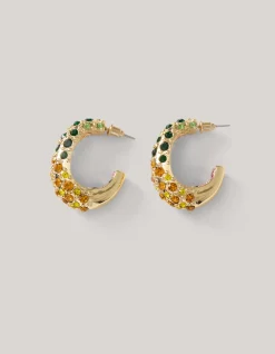 Multi Strass Oval Hoop Oorbellen