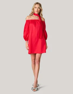 Off Shoulder Jurk Rood